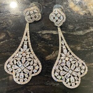 Nadri Silver Filigree Drop Earrings